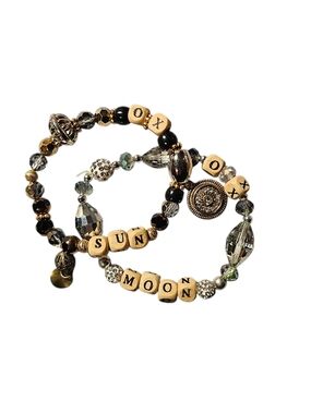 Celestial Upcycled Kandi Friendship Bracelets (Sun & Moon Set)